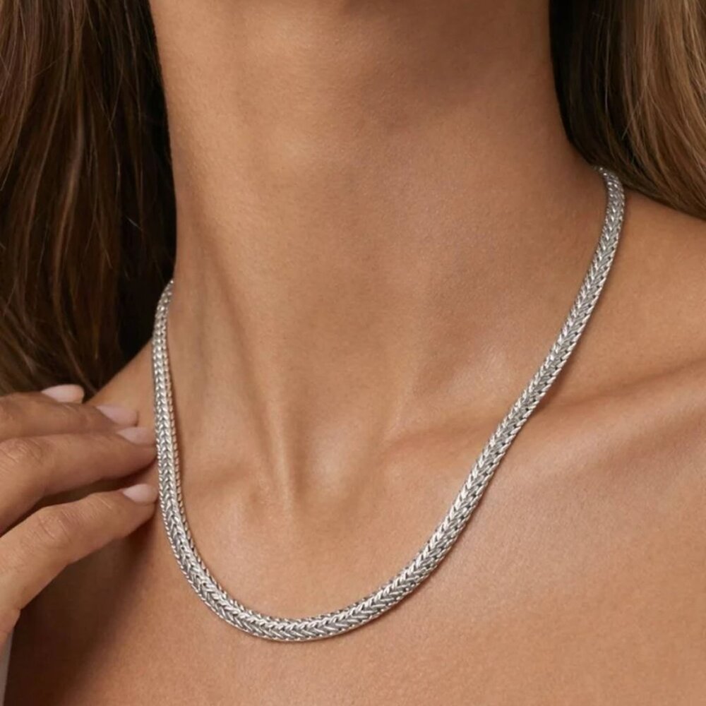 Anne Klein Silver-Flat Chain Necklace